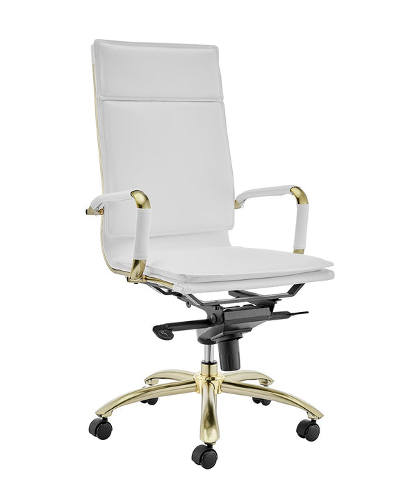 Corner Office White and Gold High Back Office Chair
