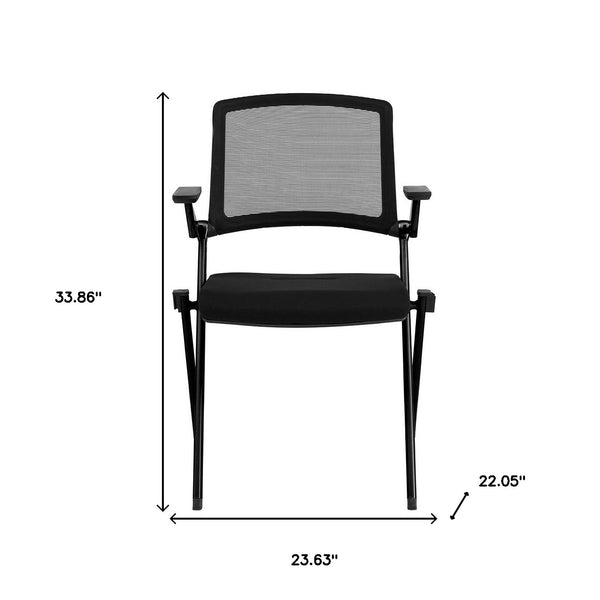 Set of Two Folding and Stacking Black Mesh Armchairs