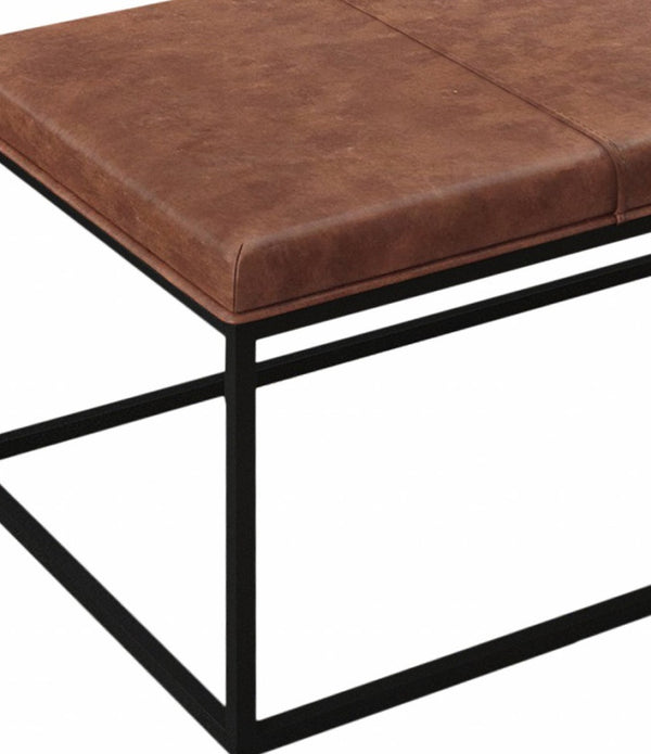 Modern Geo Black and Brown Leather Multipurpose Table