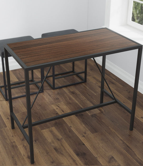 Modern Geo Black and Walnut Bar Dining Table