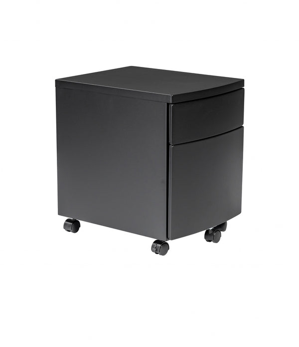 Black Two Drawer Rolling Filing Cabinet