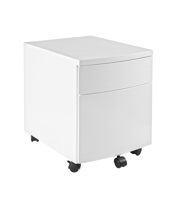 White Two Drawer Rolling Filing Cabinet