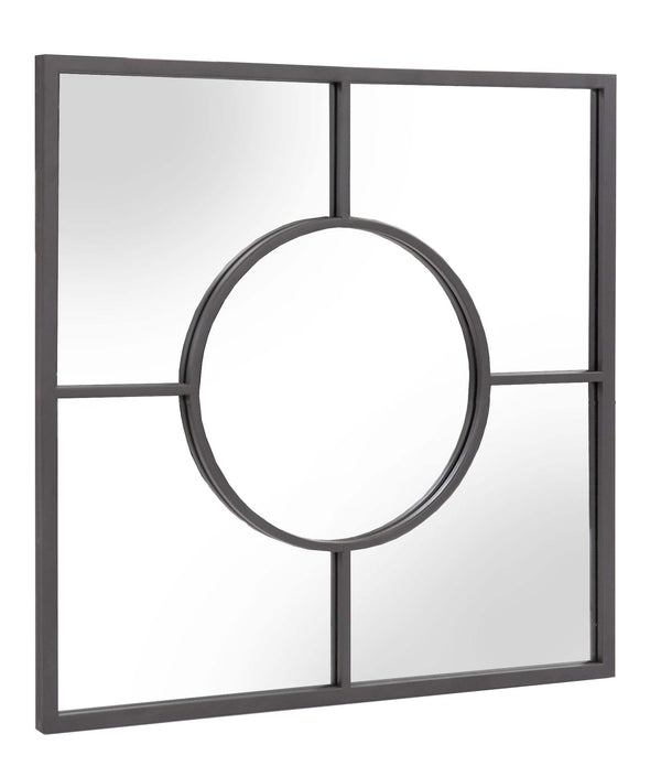 Graphite Geometric Design Square Metal Wall Mirror
