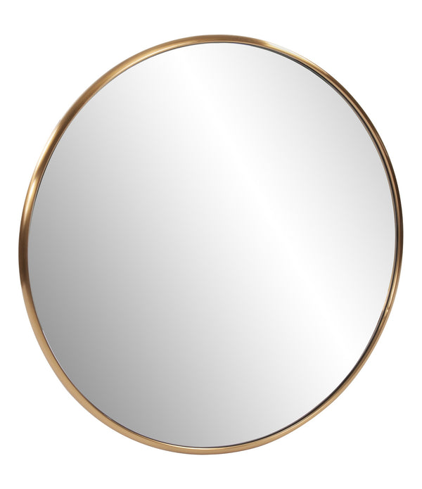 32' Antiqued Brushed Brass Round Wall Mirror