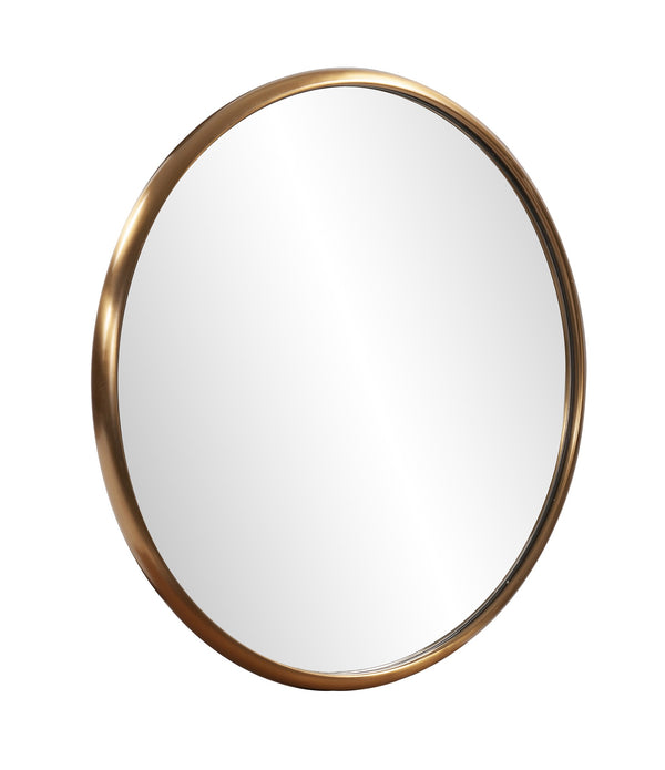 20' Antiqued Brushed Brass Round Wall Mirror