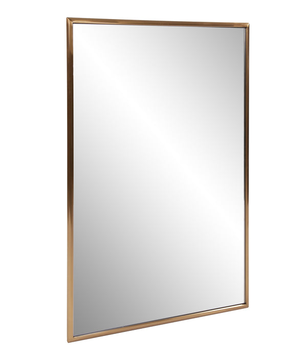 Antiqued Brushed Brass Rectangular Wall Mirror