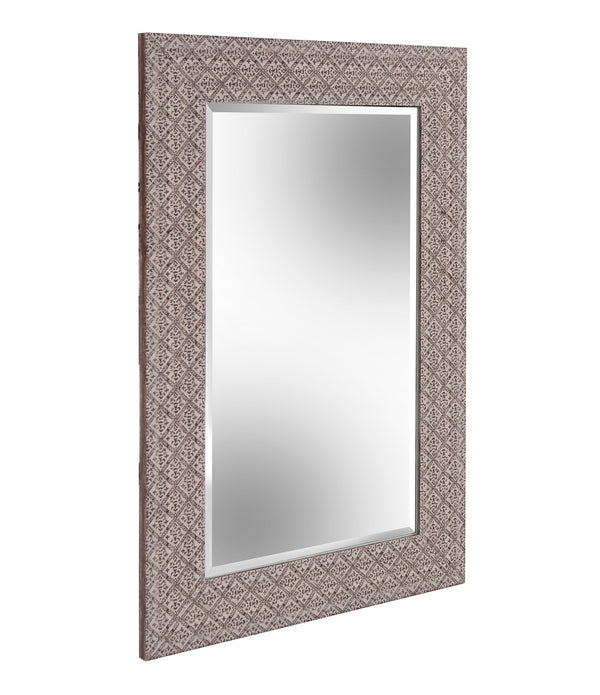 Gray Embossed Faux Wood Rectangular Mirror
