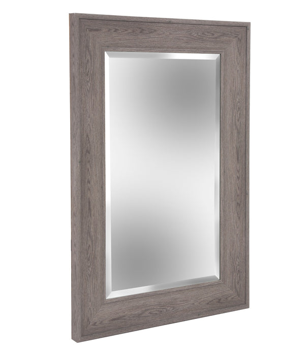 Warm Gray Faux Wood Beveled Rectangular Mirror
