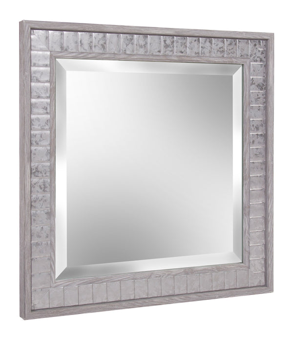 Warm Gray Faux Wood Square Mirror
