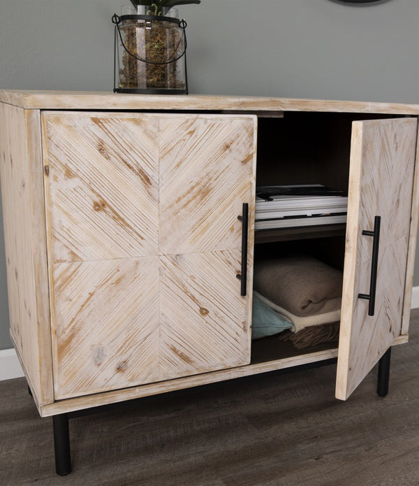 Modern Farmhouse Rustic Natural Accent Storage Cabinet