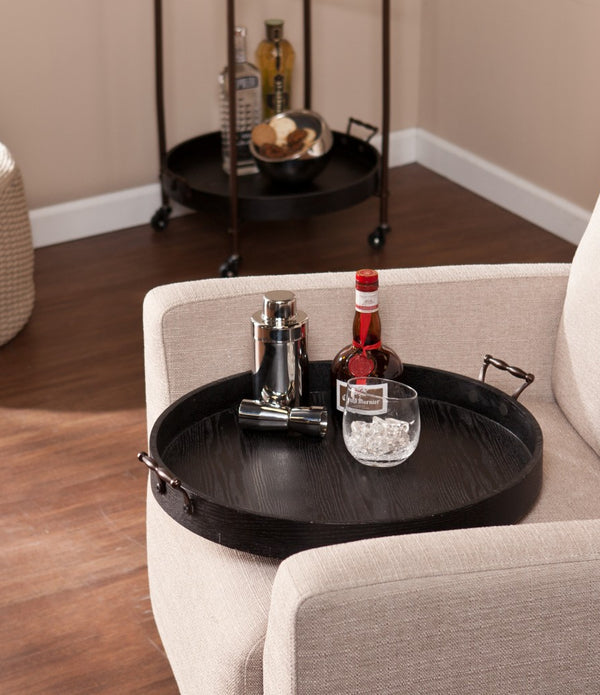 Spyro Black and Bronze Rolling Bar Cart Server