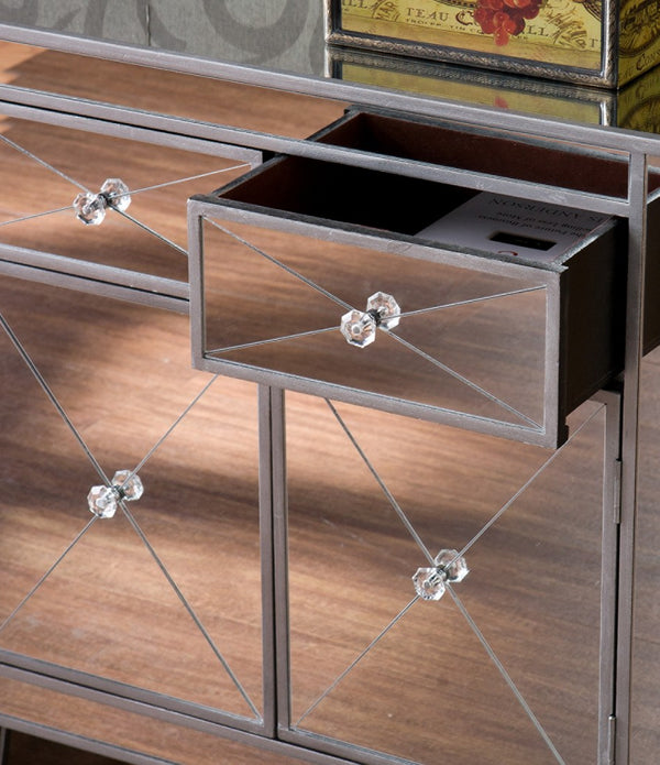 Glamorous Mirrored Bling Two Door Storage Accent Cabinet