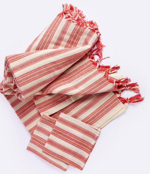 Boho Sunset Color Striped Tablecloth Set