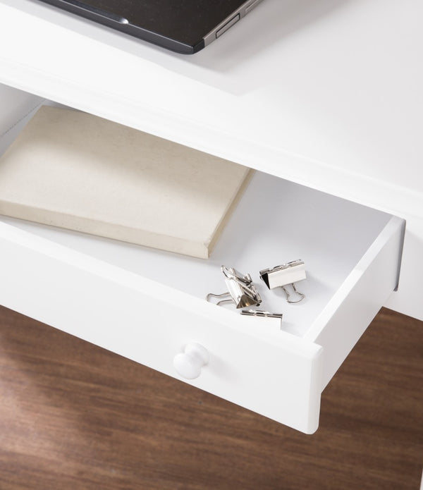 Crisp White Desk with Drawers