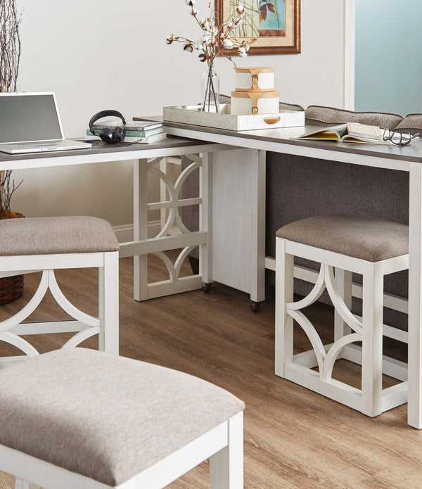 Stylish White Multi Functional Five Piece Sofa Table Bar Set