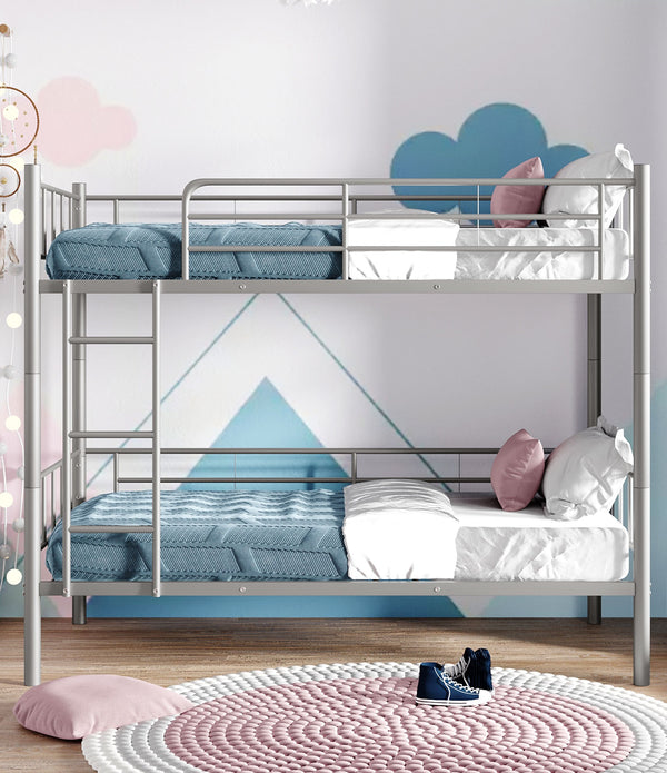 Twin Over Twin Silver Bunk Bed with Dividing Option