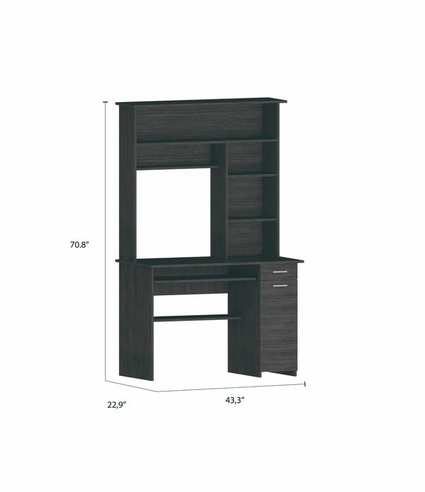 Zeno Gray Oak Computer Desk with Hutch