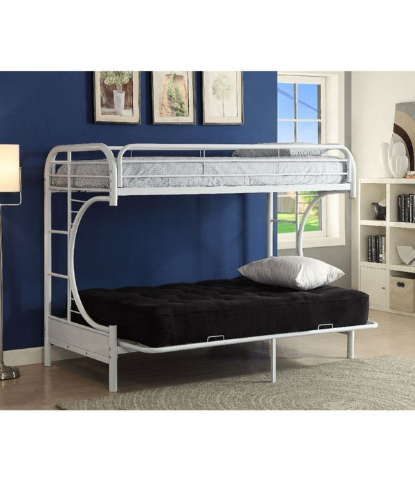 White Twin XL Over Queen Futon Bunk Bed