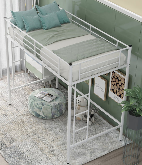 White Twin Size High Loft Bed