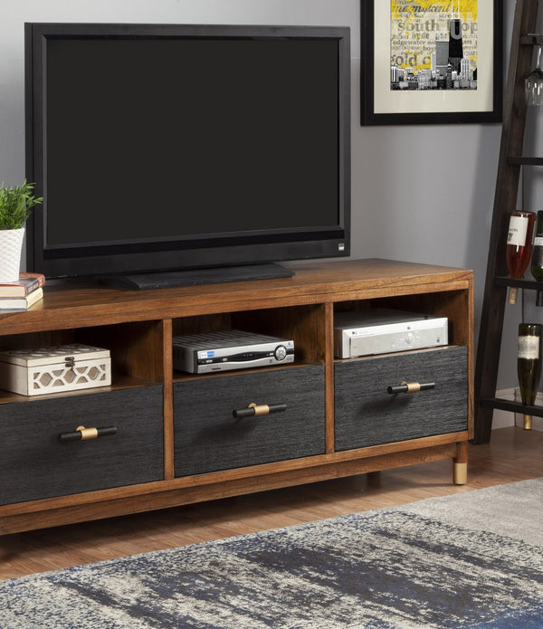 Walnut and Black Mid Century Modern TV Console