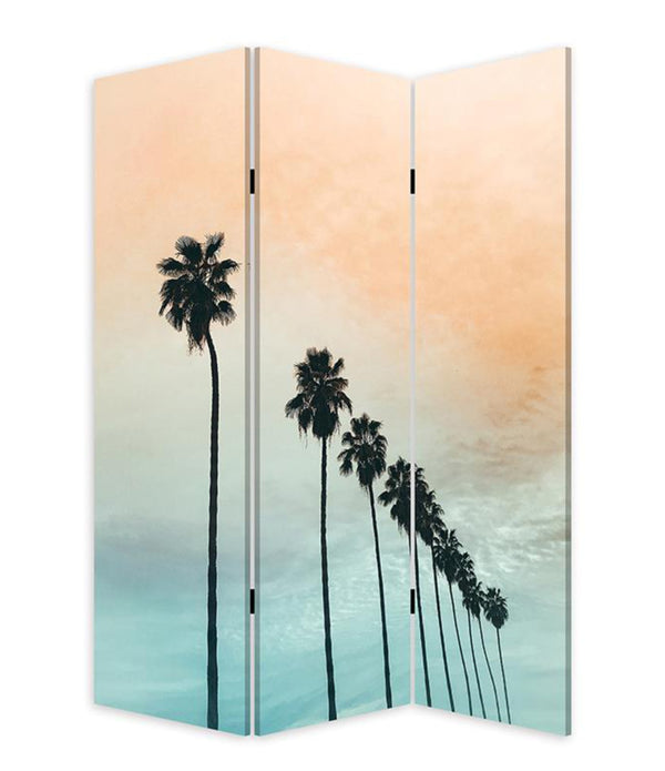 Tropical Palm Trees Room Three Panel Divider Screen