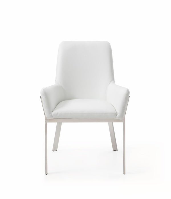 White Faux Leather Dining Chair