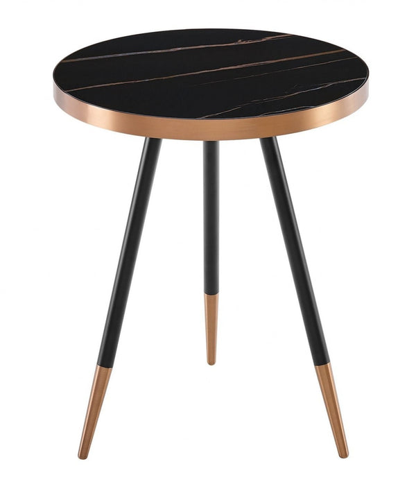 Stylish Black Ceramic and Rose Gold Side or End Table