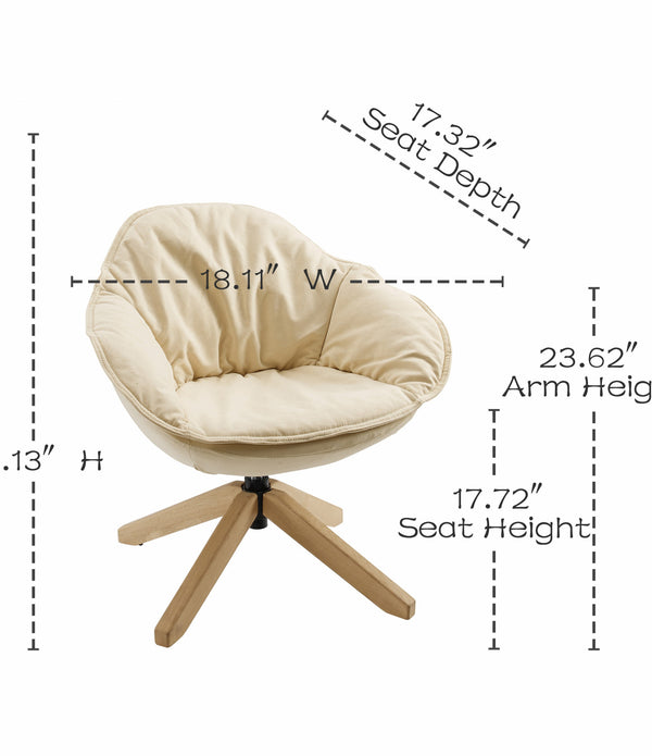 Modern Off White Home or Office Swivel Accent Chair