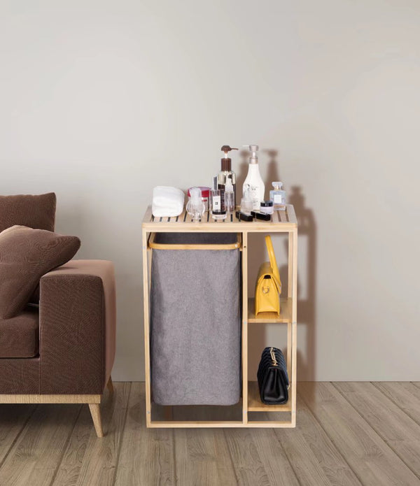 Boho Bamboo Laundry Basket Cabinet